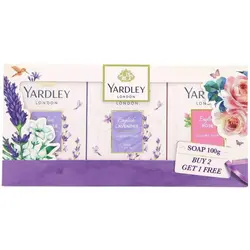 بسته 3 عددی صابون لاوندر و گل رز یاردلی Yardley English Lavender وزن 300 گرم