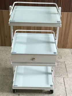 ترالی شیشه ای سه طبقه كشودار