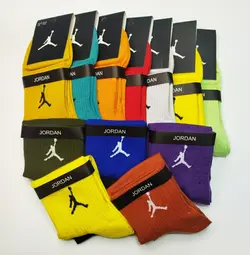 جوراب مردانه نیم ساق کبریتی طرح جردن ساده الوان رنگ فانتزی پاکالا (۱۲جفتی)