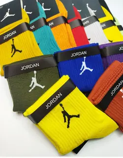 جوراب مردانه نیم ساق کبریتی طرح جردن ساده الوان رنگ فانتزی پاکالا (۱۲جفتی)