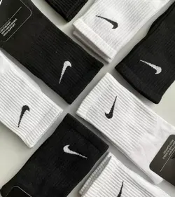 جوراب ساق بلند طرح نایک کبریتی سفید و مشکی پارسینا (۱۲جفتی)