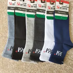 جوراب مردانه نیم ساق مچ کبریتی طرح ریز مارک پارسینا (12جفتی)