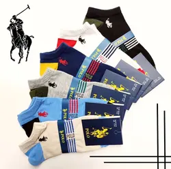 جوراب مچی مردانه طرح کمر سه خط نوشته پلو رنگ فانتزی ساده پاکالا (۱۲جفت)