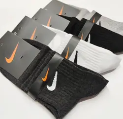 جوراب مردانه نیم ساق کبریتی طرح نایک ساده الوان رنگ تیره پاکالا (۱۲جفتی)