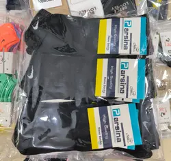 جوراب مچی مردانه طرح ریز تک مشکی مارک پارسینا (۱۲تایی)