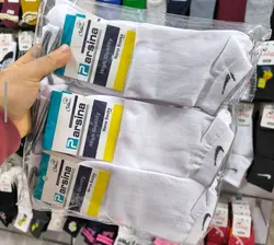 جوراب مچی مردانه طرح ریز تک سفید مارک پارسینا (۱۲تایی)