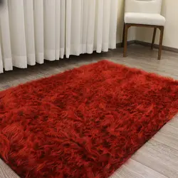 فرش و پادری فانتزی خز پرز بلند قرمز