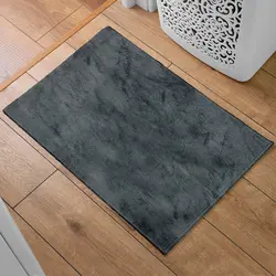 پادری حمام و سرویس بهداشتی مخملی 3 لایه اسفنج دار طوسی تیره