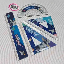 ست خطکش گونیا و نقاله یونیکورن و فضانورد