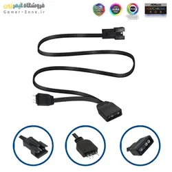 کابل تبدیل 1 به 2 و افزایش طول 3 پین نورپردازی مادربورد ARGB 3-Pin Extention Cable and 3-Pin SM Convertion