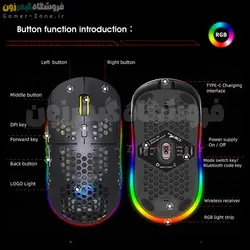 موس گیمینگ بیسیم حرفه ای HXSJ T90 Wireless Optical Gaming Mouse