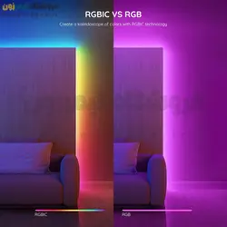 کیت کامل ریسه نورپردازی RGBIC هوشمند وای فای/بلوتوث RGBIC Smart LED Strip Lights