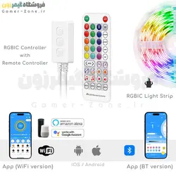 کیت کامل ریسه نورپردازی RGBIC هوشمند وای فای/بلوتوث RGBIC Smart LED Strip Lights