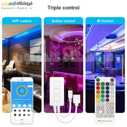 کیت کامل ریسه نورپردازی RGBIC هوشمند وای فای/بلوتوث RGBIC Smart LED Strip Lights