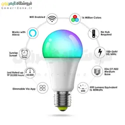 لامپ هوشمند وای فای مدل 10 واتی RGB Smart LED Light Bulb (WiFi - App) + Remote Control