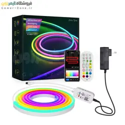 کیت کامل ریسه نئونی/سیلیکونی انعطاف پذیر هوشمند وای فای/بلوتوث RGBIC LED Neon Rope Light Full Kit