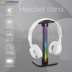 استند و پایه نگهدارنده هدست/هدفون با نورپردازی RGB Headphone Stand / Headset Stand with Pickup Music Rhythm Light