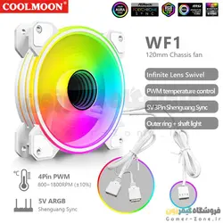 فن کیس کول مون مدل Coolmoon WF1 ARGB 12CM Case Fan PWM Temperature Control