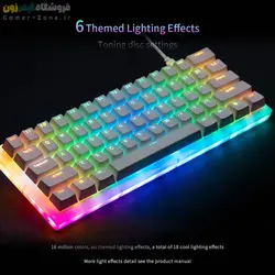 کیبورد گیمینگ مکانیکال بدنه شفاف وومیر مدل Womier K61 RGB - Hot Swappable 60% Mechanical Gaming Keyboard