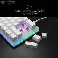 کیبورد گیمینگ مکانیکال بدنه شفاف وومیر مدل Womier K61 RGB - Hot Swappable 60% Mechanical Gaming Keyboard