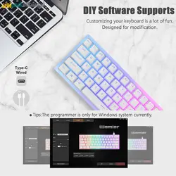 کیبورد گیمینگ مکانیکال بدنه شفاف وومیر مدل Womier K61 RGB - Hot Swappable 60% Mechanical Gaming Keyboard