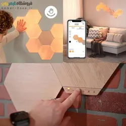 پنل روشنایی شش ضلعی هوشمند 16 تکه / 19 تکه / 22 تکه نانولیف طرح چوب Nanoleaf Elements Hexagons Wood Look Starter Kit (16 / 19 / 22 Panels)