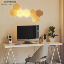 پنل روشنایی شش ضلعی هوشمند 7 تکه نانولیف طرح چوب Nanoleaf Elements Hexagons Wood Look Starter Kit (7 Panels)