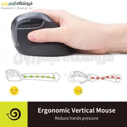 موس ارگونومیک بیسیم دیلاکس مدل Delux M618mini DB Ergonomic Vertical Wireless Mouse
