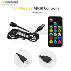 کنترلر ARGB فن و نورپردازی داخل کیس مدل ARGB 5V 3Pin Controller (SATA / USB / 4-Pin) with Remote Control