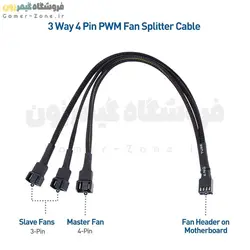 کابل اسپلیتر و تبدیل 4 پین PWM فن مادربورد مدل 1 به 3 4Pin PWM Fan Splitter Adapter Cable (1 to 3 Converter)