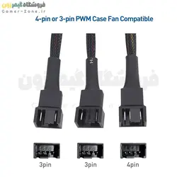 کابل اسپلیتر و تبدیل 4 پین PWM فن مادربورد مدل 1 به 3 4Pin PWM Fan Splitter Adapter Cable (1 to 3 Converter)