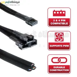کابل اسپلیتر و تبدیل 4 پین PWM فن مادربورد مدل 1 به 3 4Pin PWM Fan Splitter Adapter Cable (1 to 3 Converter)