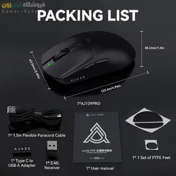 موس گیمینگ بی سیم حرفه ای ایجز مدل Ajazz AJ139 Pro 1K / AJ139 Pro 4K Lightwieght Wireless Gaming Mouse