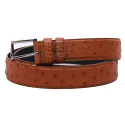 کمربند قهوه ای روشن چرم شترمرغ