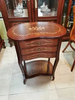 میز تلفن سه کشو قلوه ای