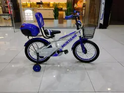 دوچرخه سایز ۱۶ آبی سبد پشتی دار طوقه آلومینیوم درجه یک