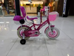 دوچرخه سایز ۱۲ بنفش دخترانه سبد پشتی دار طوقه آلومینیوم پره موتوری