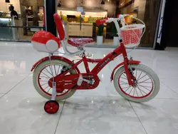 دوچرخه سایز ۱۶ قرمز سبد پشتی دار طوقه آلومینیوم پره موتوری