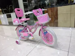 دوچرخه سایز ۱۶ صورتی دخترانه درجه یک star سبد پشتی دار طوقه آلومینیوم خارجی