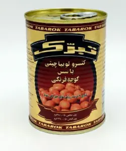 کنسرو لوبیا چیتی با سس گوجه تبرک کلیددار 380 گرمی TABAROK Canned Beans in Tomato Sause 380 gr