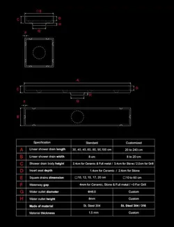 کف شور مربعی نما استیل ۱۰*۱۰
