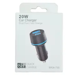 شارژر فندکی فست شارژ 20 وات دو پورت مدل WKN-708