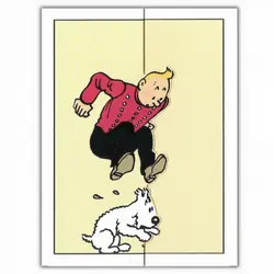 کارت پستال سه بعدی تن تن Double Postcard 3D Tintin jumping with Snowy