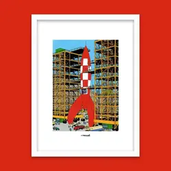 قاب عکس موشک تن تن کره ماه Tintin Moon Rocket