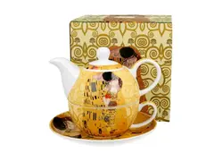 قوری کلیمت Teapot with cup THE KISS ECRU inspired by Klimt 5476