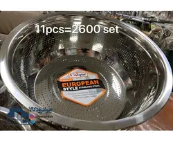 سرویس آبکش استیل 11 پارچه لبه دار ستاره دار برند یونیک Unique