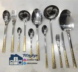 سرویس 24 نفر قاشق و چنگال نیمه طلایی یونیک مدل دهنه اروپایی ( برمن ) Unique