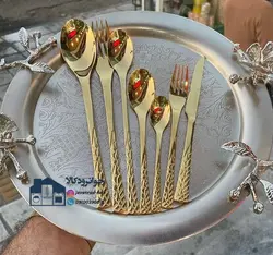 سرویس 24 نفر قاشق و چنگال طلایی یونیک مدل دهنه اروپایی ( لوکا ) Unique