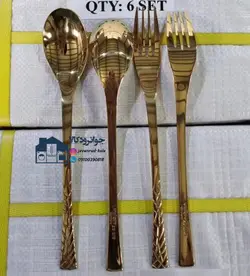 سرویس 24 نفر قاشق و چنگال طلایی یونیک مدل دهنه اروپایی ( لوکا ) Unique
