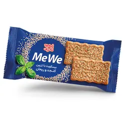 بیسکویت با آرد جو با تزیین کنجد و ریحان (می وي) دو عددی